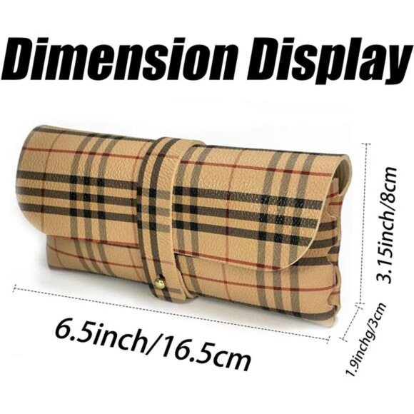 Glasses Storage Bag Beige and Red Soft Sunglasses Pouch Fashion Accessory - Picture 3 of 7